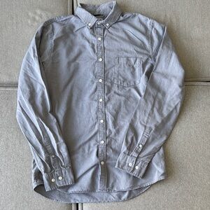 Express Men’s 100% Cotton Gray Casual Button-Down Shirt M-Tall Slim